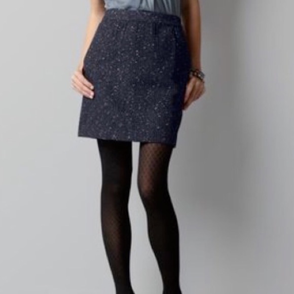 Ann Taylor Loft Navy Metallic Skirt NWT - Picture 1 of 8